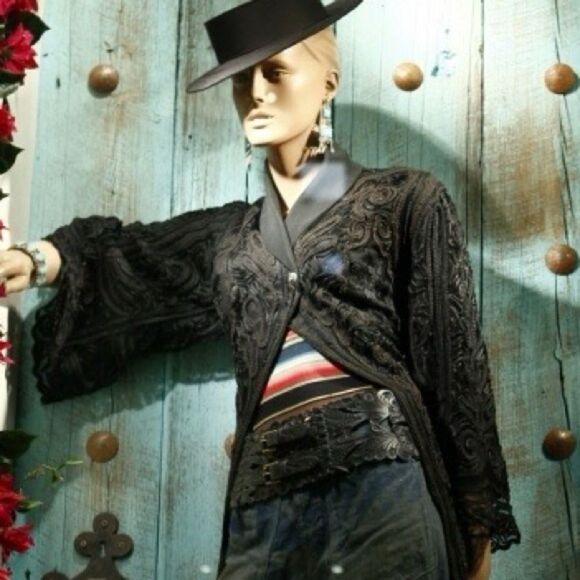 *Ralph Lauren Collection Spring 13 Black Western Tooled Leather Contour Belt